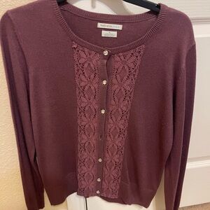 Van Heusen Mauve Cardigan with Lace Detail